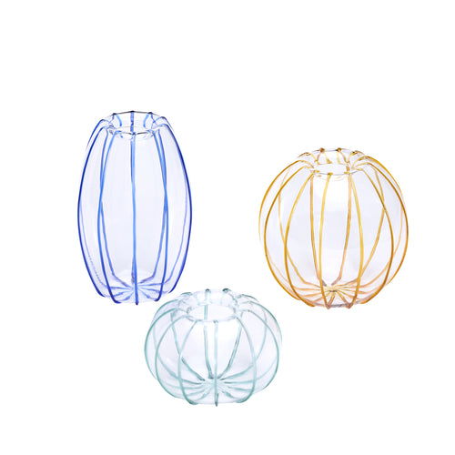 Hübsch vaas Orbit - glas - ø10xh15cm/ø12xh12/ø10xh7