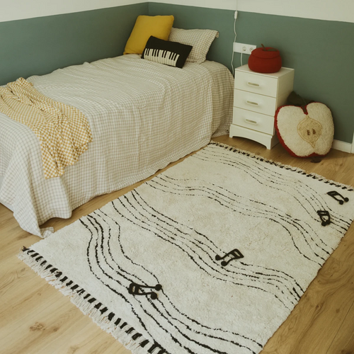 Lorena Canals Kindervloerkleed wasbaar vloerkleed Musical Notes Natural Black