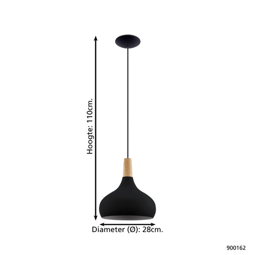 EGLO hanglamp Sabinar - e27 - ø 28 cm - zwart/bruin - vtwonen shop