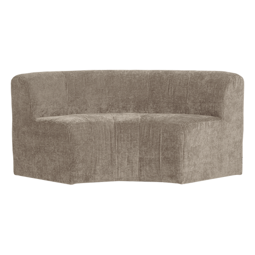 WOOOD eetbank halfronde hoek rugleuning Mojo Base - Rib - D.zand - 83x152x76