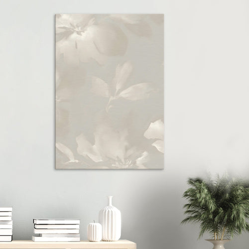 Artfulprints Canvas Soft grey blossoms canvas - 100x150 cm - Grijs