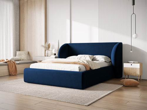 Micadoni Opbergbed met hoofdeinde Miley 200x200cm, flueel, koningsblauw - 230x247x100cm
