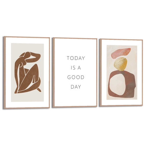 Reinders Good Day Reflection schilderijen set -  bruin - slaapkamer - 30x20cm
