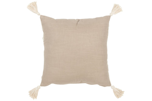 J-Line kussen Bloemen/Bladeren - katoen - taupe/beige