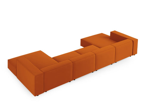 Cosmopolitan Design Panoramische bank Arendal 6-zits, flueel, terracotta - 166x364x70cm