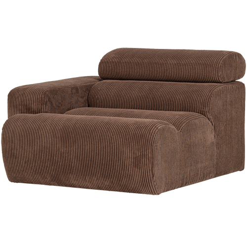 WOOOD 1-zits element bank arm links Novi - Ribstof - Mokkabruin - 86x109x113 - vtwonen shop