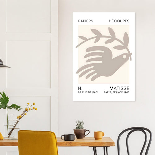 Artfulprints  Matisse - Peace dove grey   poster 70x100 cm
