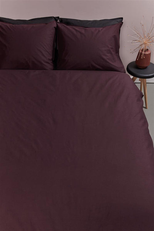 Ambiante Cotton Uni dekbedovertrek - Effen - Tweepersoons - 200x200/220 - Donker Rood - vtwonen shop