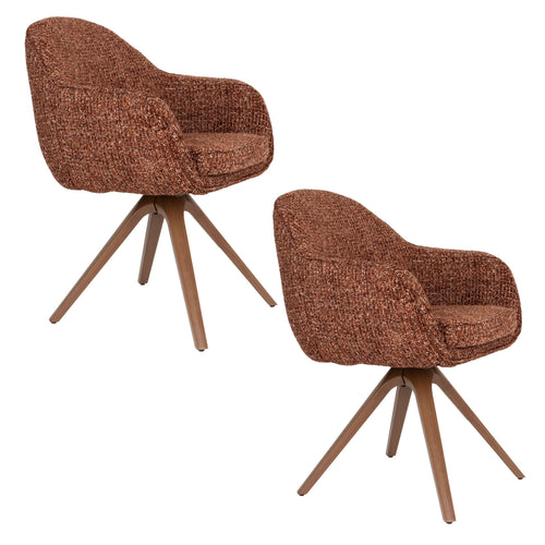 Housecraft Living Batoul Eetkamerstoelen Armleuning Terra/ Rood - Set van 2