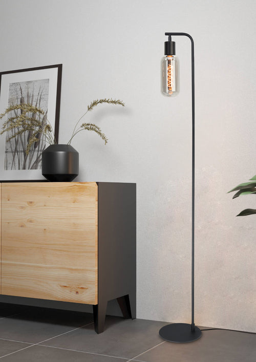 EGLO vloerlamp Majone - e27 - smoke glas - 151 cm - zwart