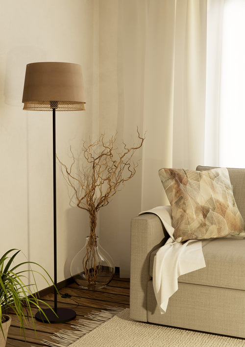 EGLO vloerlamp Tabley - e27 - 153 cm - natuur/bruin/zwart - textiel