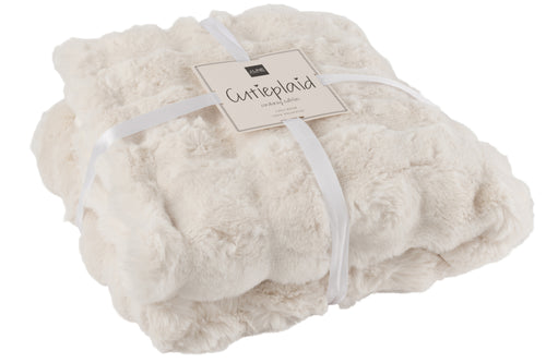 J-Line plaid Wave - polyester - wit - 180 x 130 cm - vtwonen shop