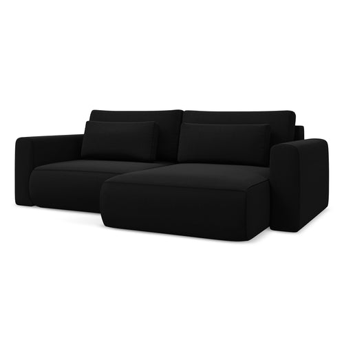 LaMiaSofa hoekbank rechts Perugia - velours - zwart - 240x149x82