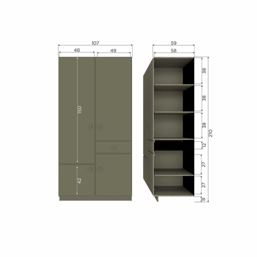 WOOOD kledingkast smal 107 cm Alfie - Grenen (fsc) - Forest - vtwonen shop