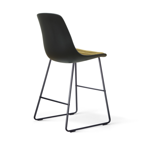 Nolon Nino-Liv barkruk zwart met mosgroen zitkussen - zwart onderstel - 65 cm - vtwonen shop