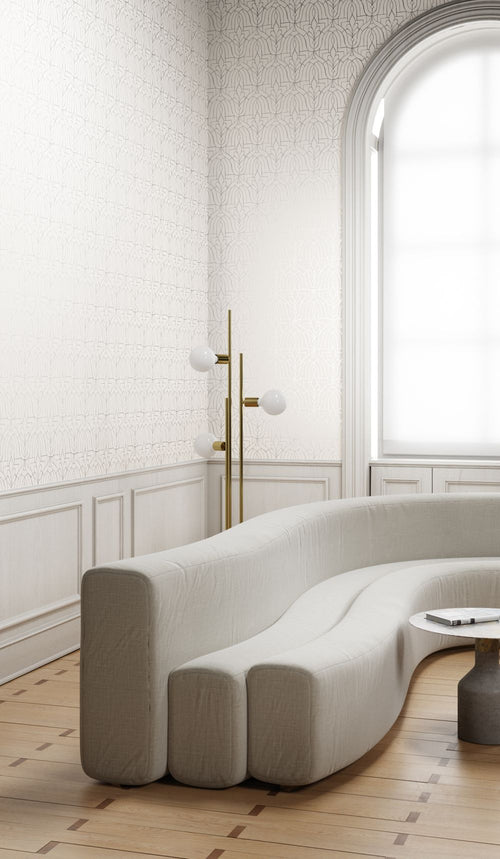 Masureel behang art deco motief wit - 53 cm x 10.05 m - 632312 - vtwonen shop