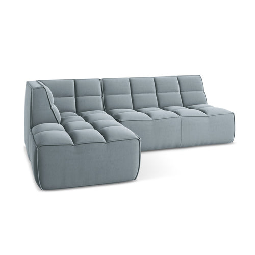 LaMiaSofa Modulaire hoekbank rechts Belluno - velours - lichtblauw - 258x178x75
