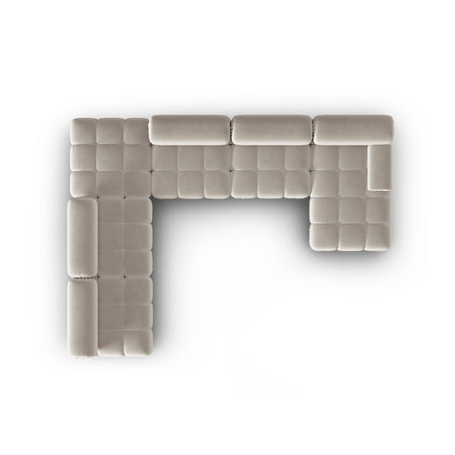 Cosmopolitan Design - Modulaire panoramische hoekbank links Cortina 7-zits, flueel donkerbeige - 282x376x70cm