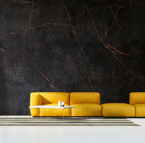 One Wall one Role fotobehang marmer zwart en oranje - 371 x 280 cm - AS-382251