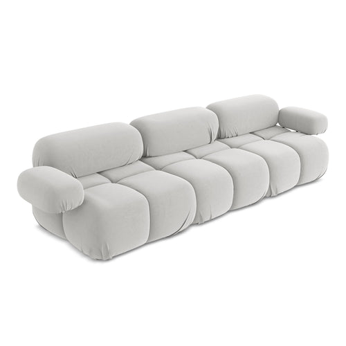 LaMiaSofa 3-zits bank Sanremo - velours - zilver - 285x96x70