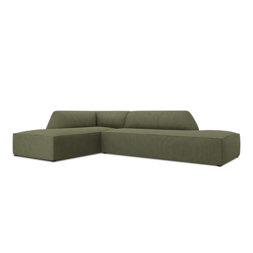Cosmopolitan Design - Modulaire hoekbank links Siena 4-zits, ribfluwelen groente - 180x273x69cm