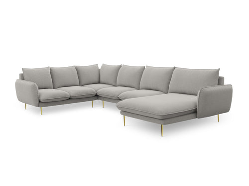 Cosmopolitan Design Panoramische hoekbank links Vienna 7-zits, structurele stof, lichtgrijs - 235x330x95cm
