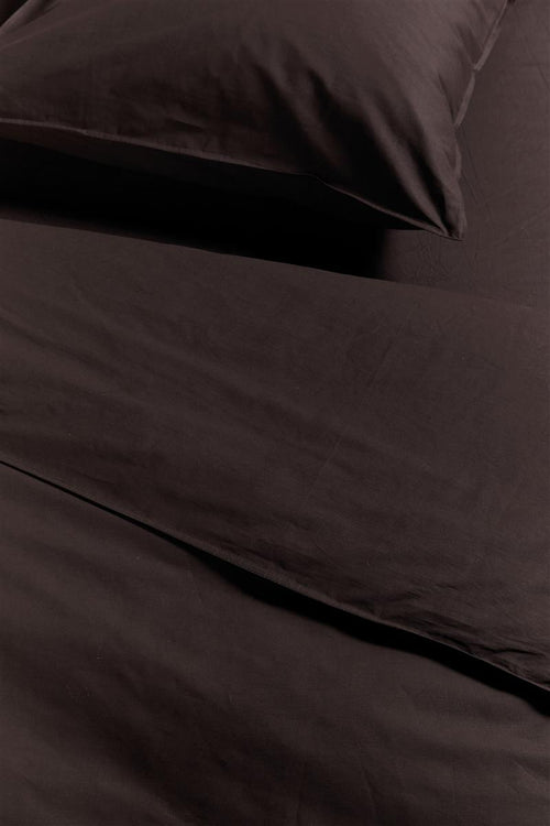 Ambiante Cotton Uni dekbedovertrek - Effen - Eenpersoons - 140x200/220 cm - Bruin