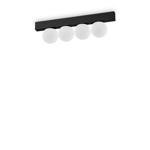 Ideal Lux PING PONG 4-lichts Globe Plafondlamp Zwart 1000Lm 3000K
