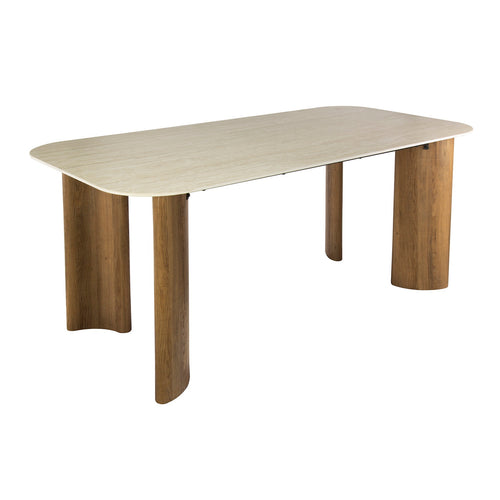 Giga Meubel Eettafel Romano Curvo - Rechthoek Hout/Travertin - 180x90x76cm - vtwonen shop