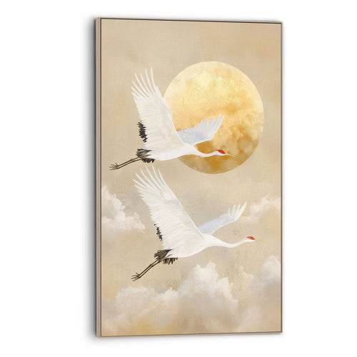 Reinders Moon Cranes art frame -  bruin - woonkamer - 118x70cm