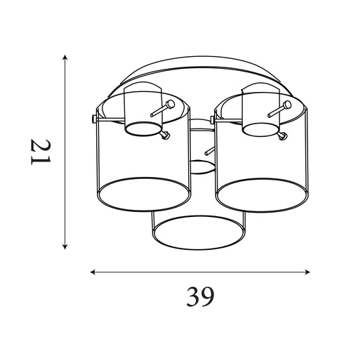 Searchlight Sweden 3-lichts plafondlamp - matzwart en gerookt glas