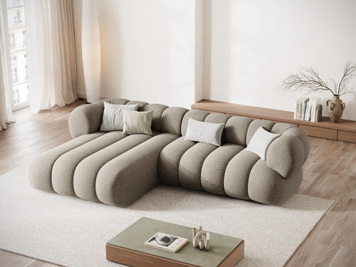 Cosmopolitan Design Hoekbank Koge 5-zits, chenille donkerbeige - 165x270x70cm