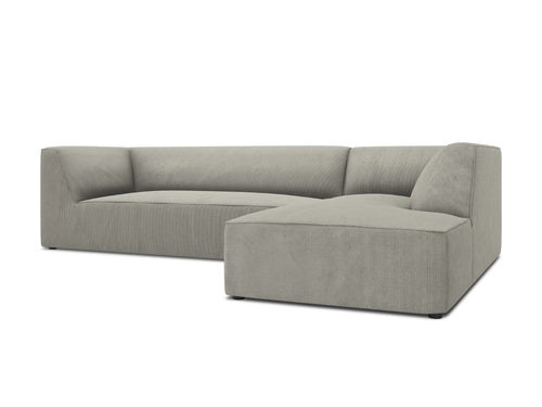 Micadoni - Rechter hoekbank "Ruby" 4 zitplaatsen, ribfluwelen, lichtgrijs - 180x273x69cm