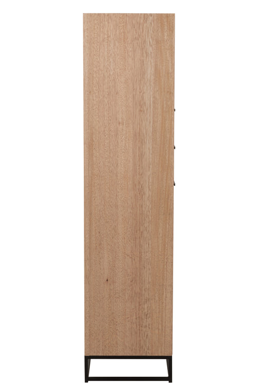 J-Line kast Hoog Zigzag 3 Lades - hout/metaal - naturel/zwart