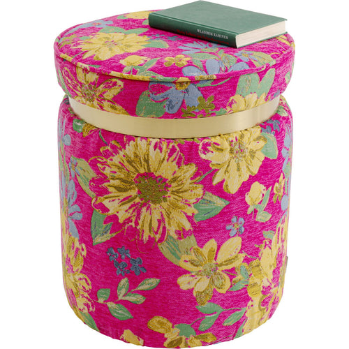 Kare Design Kruk Flower Fever Ø39cm roze