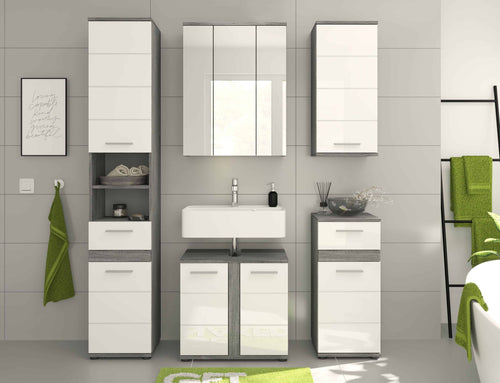 Furnilux Blake badkamercombinatie 5-delig rookzilver / wit - 164cm x 191cm x 34cm - vtwonen shop