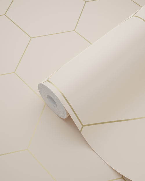 ESTAhome behang hexagon licht perzikroze - 53 cm x 10.05 m - 139226
