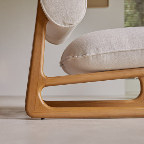 Tikamoon Fauteuil van massief teak en stof - Naturel