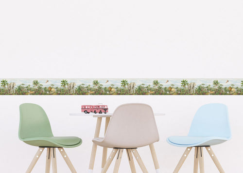 Sanders & Sanders zelfklevende behangrand jungle dieren groen - 500 x 9.7 cm - 601305