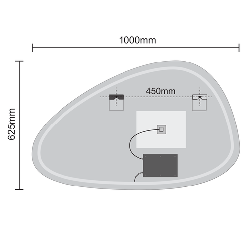 LOMAZOO badkamerspiegel Valencia - met LED verlichting & spiegelverwarming - asymmetrisch - 100 x 62.5 cm