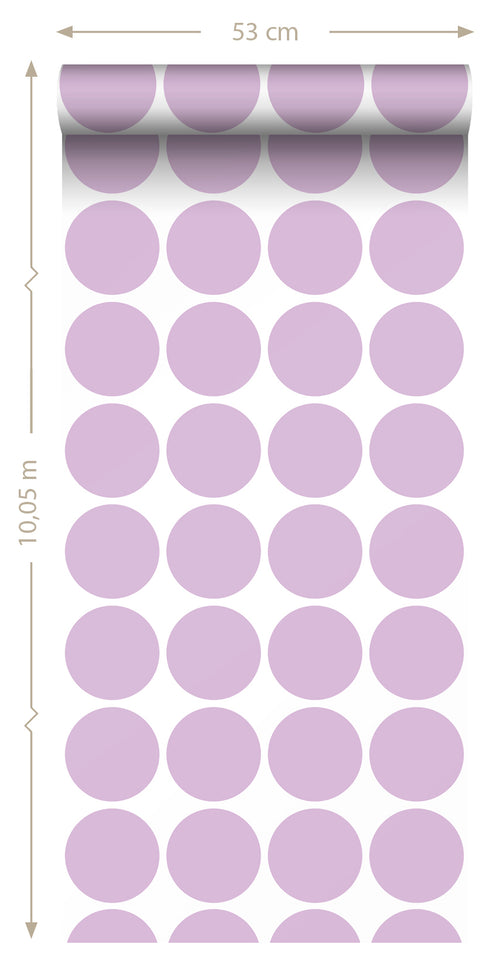 ESTAhome behang grote bollen lila paars - 50 x 900 cm - 131559 - vtwonen shop