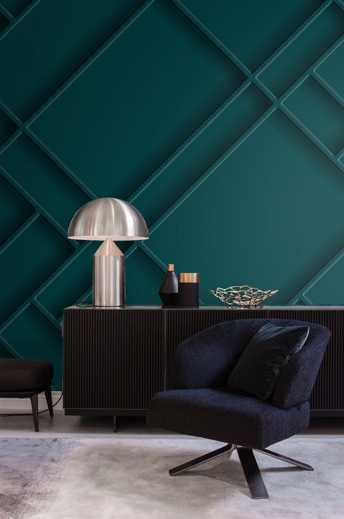 Origin Wallcoverings fotobehang wandpanelen diagonaal petrolblauw - 2 x 2.79 m - 357333 - vtwonen shop