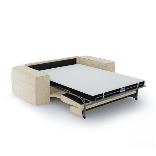 Sia Home - Slaapbank met Dunlopillo-matras, 140 cm JOAN - fluweel crème 214cm