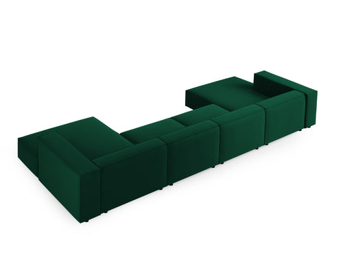 Cosmopolitan Design Panoramische bank Arendal 6-zits, flueel, flessengroen - 166x364x70cm