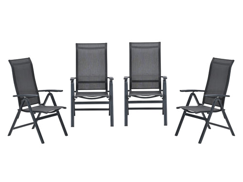 Garden Impressions Osaka verstelbare tuinstoelen set van 4 – carbon black / dark grey
