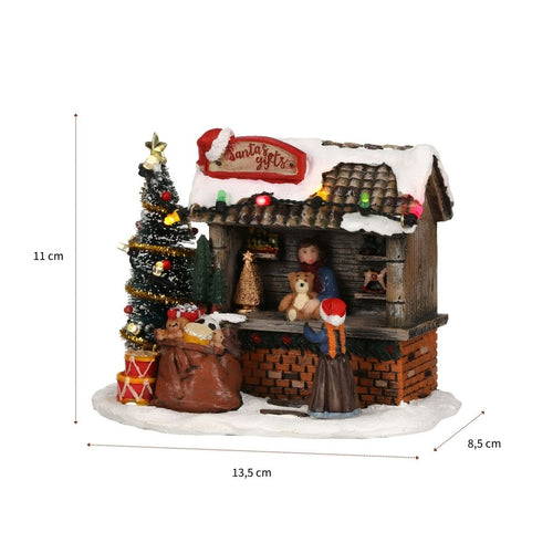 Luville Kerstdorp Miniatuur Santa's Gifts Cadeaukraam - Kerstversiering met Verlichting - Kerst Decoratie voor Binnen - Werkt op Batterijen of Adapter