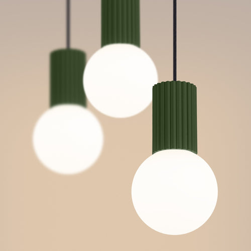 Sollux Lighting Hanglamp HALO 3L olijfgroen - 40x6x120cm