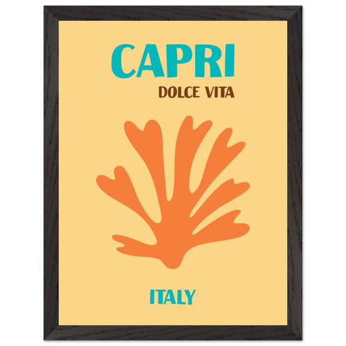 Artfulprints Poster met Lijst Italië - Capri   - 30x40 cm - Oranje