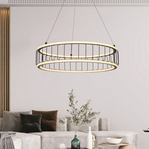 Circolo Cage LED Drum plafondhanger, zwart metaal