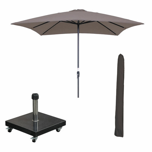 Garden Impressions stokparasol Lotus taupe 250x250 cm met 40kg Eureka voet en hoes - vtwonen shop